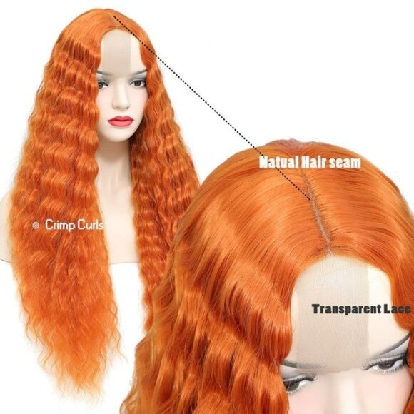Long Ginger Orange Middle Part Wigs - Picture 2 of 6